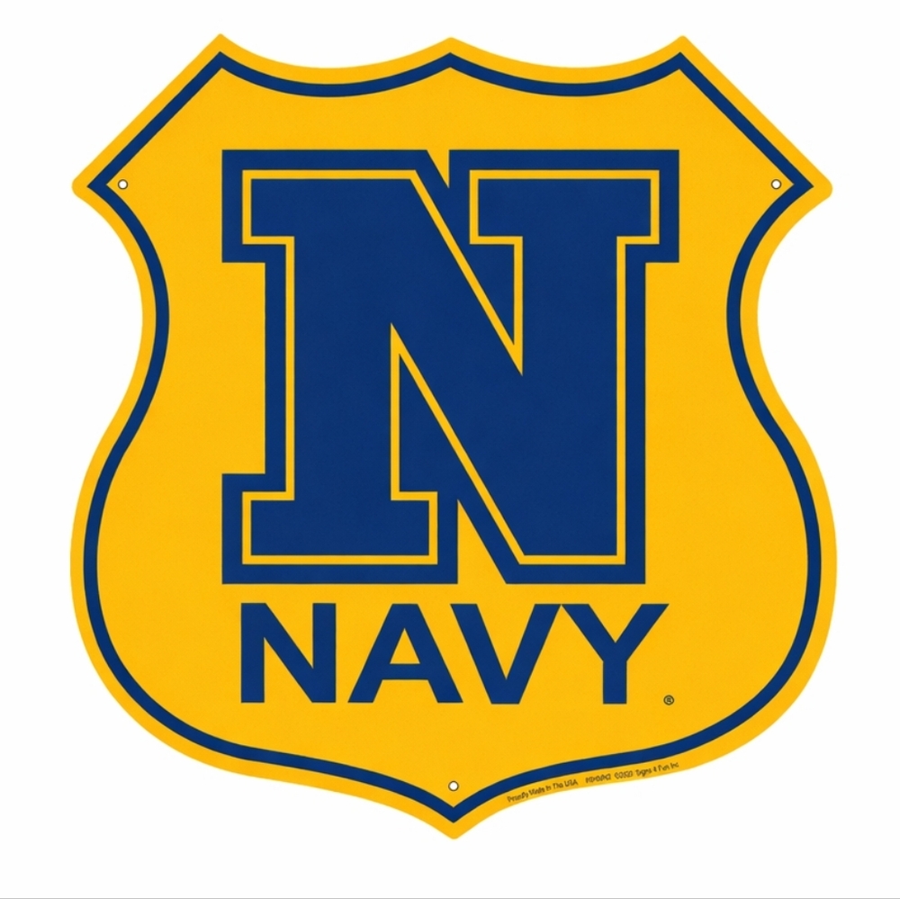 U.S. Navy “N” Logo Embossed Aluminum Shield Sign – 12" H × 12" W